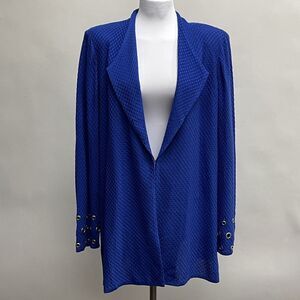 Misook Knit Cardigan Top Jacket Blazer 2X Blue or Purple Tuxured Grommets NWT
